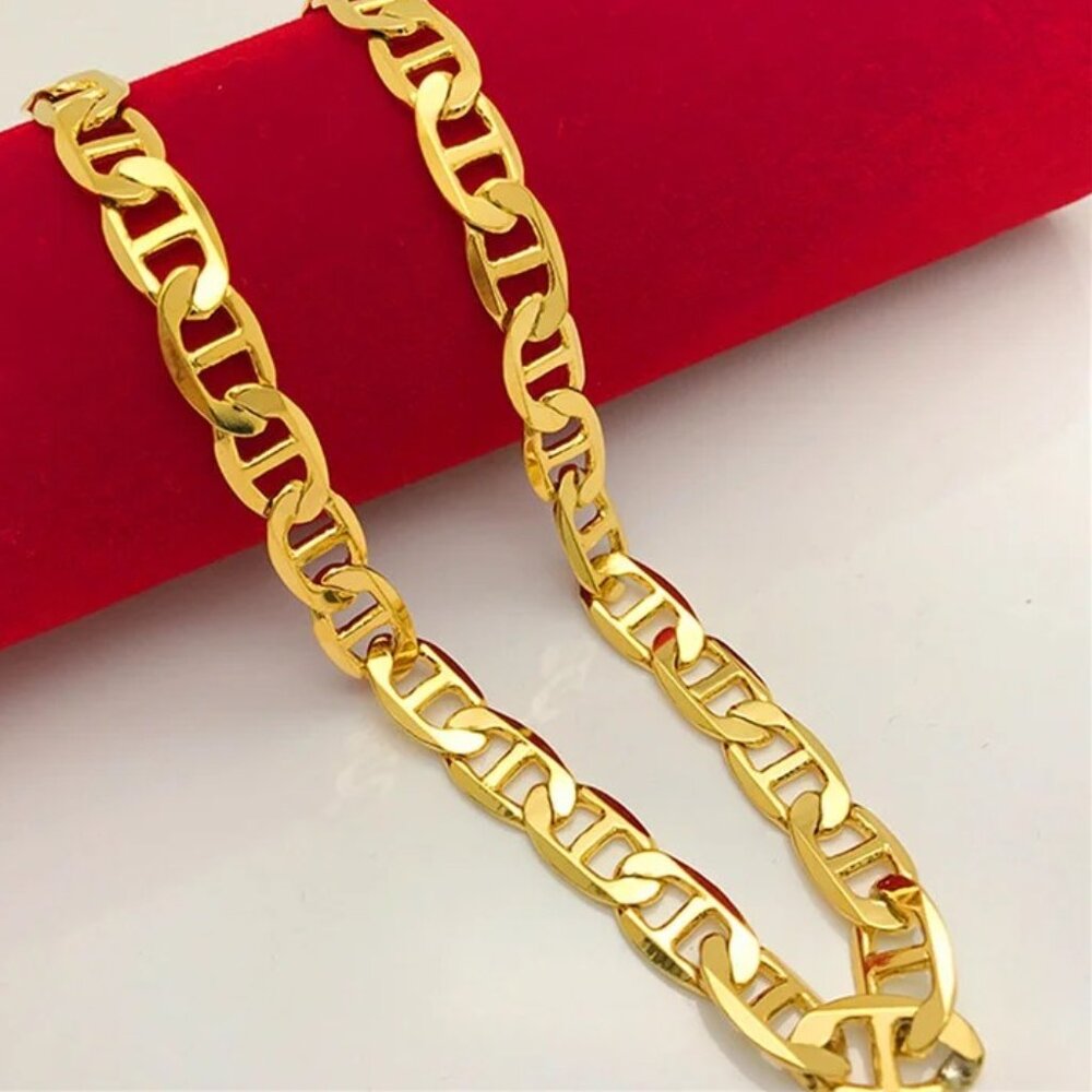 Beautiful 20" Mariner Link Necklace, 6mm Wide, Yellow Gold 🥇